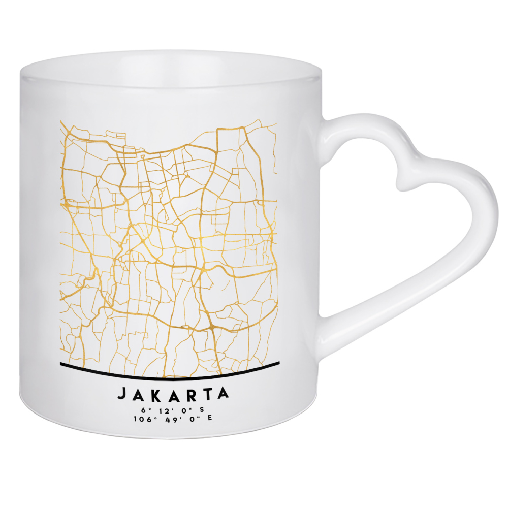 Herztasse "JAKARTA INDONESIA STREET MAP ART" artboxONE - Städte,Reise,Kartografie