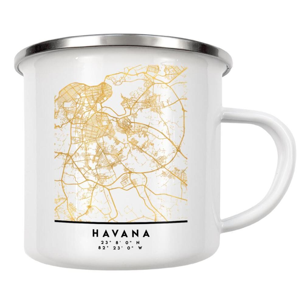 Emaille Tasse "HAVANA CUBA STREET MAP ART" artboxONE - Städte,Reise,Kartografie