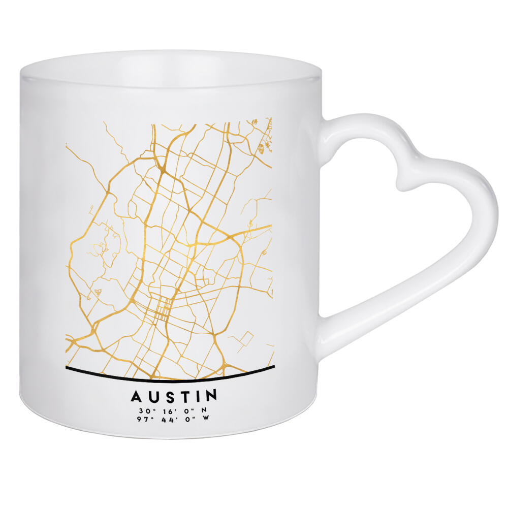 Herztasse "AUSTIN TEXAS STREET MAP ART" artboxONE - Städte,Reise,Kartografie