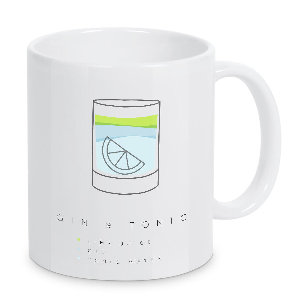 Tasse "Gin Tonic cocktail flat" artboxONE - Essen & Trinken,Essen & Trinken / Alkohol - Cocktail,Flat,Drink,Beverage,Alcohol,Glass,Vintage,Gin,Tonic