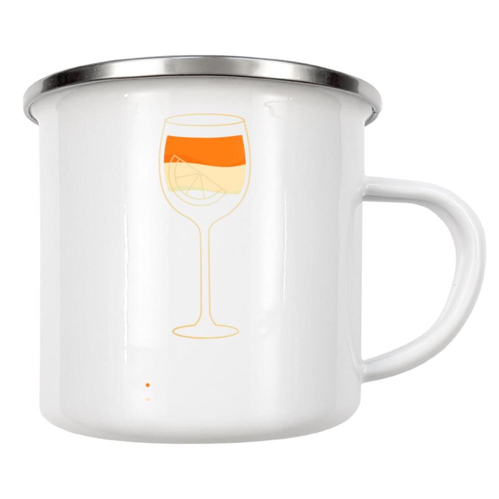 Emaille Tasse "Spritz cocktail flat blue" artboxONE - Essen & Trinken,Essen & Trinken / Alkohol - Cocktail,Flat,Drink,Beverage,Alcohol,Glass,Vintage