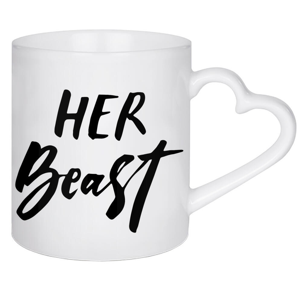 Herztasse "Her Beast" artboxONE - Typografie,Schwarzweiß,Liebe