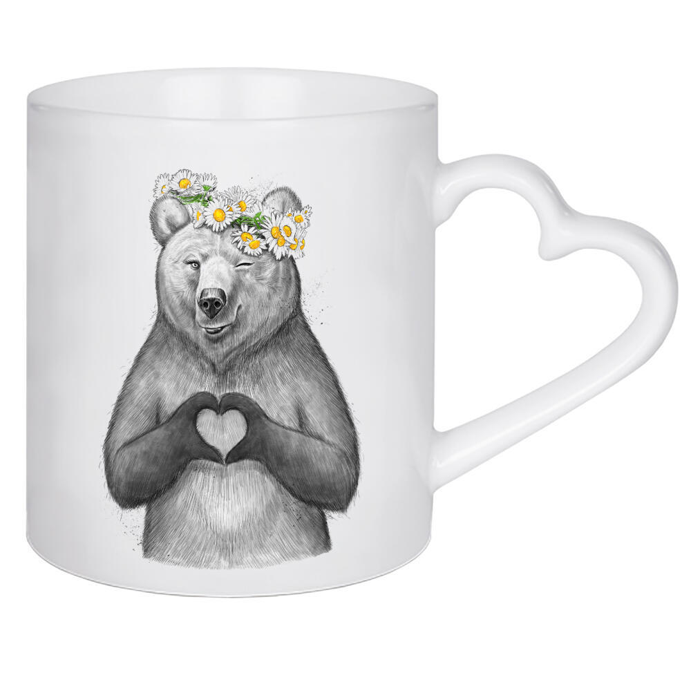 Herztasse "Girl bear with heart" artboxONE - Tiere,Liebe