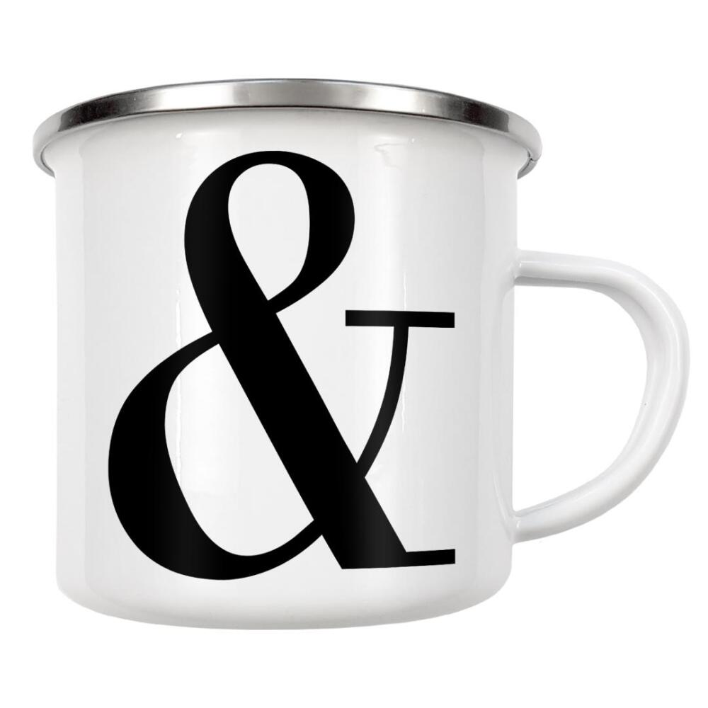 Emaille Tasse "Ampersand Royal" artboxONE - Schwarzweiß,Fashion - Buchstabe,Alphabet,Alfabet,Und,And,Symbol,Kronenalphabet,Crown