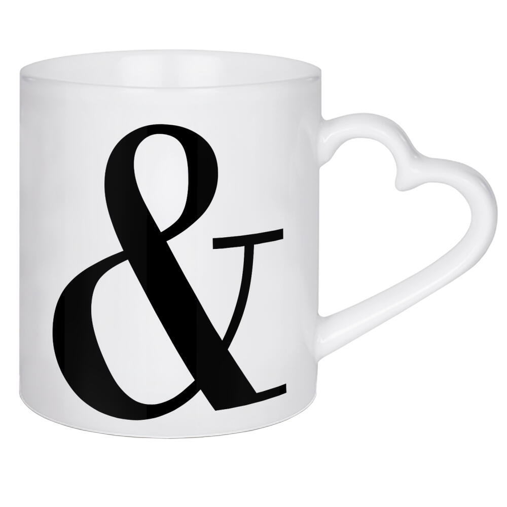 Herztasse "Ampersand Royal" artboxONE - Schwarzweiß,Fashion - Buchstabe,Alphabet,Alfabet,Und,And,Symbol,Kronenalphabet,Crown