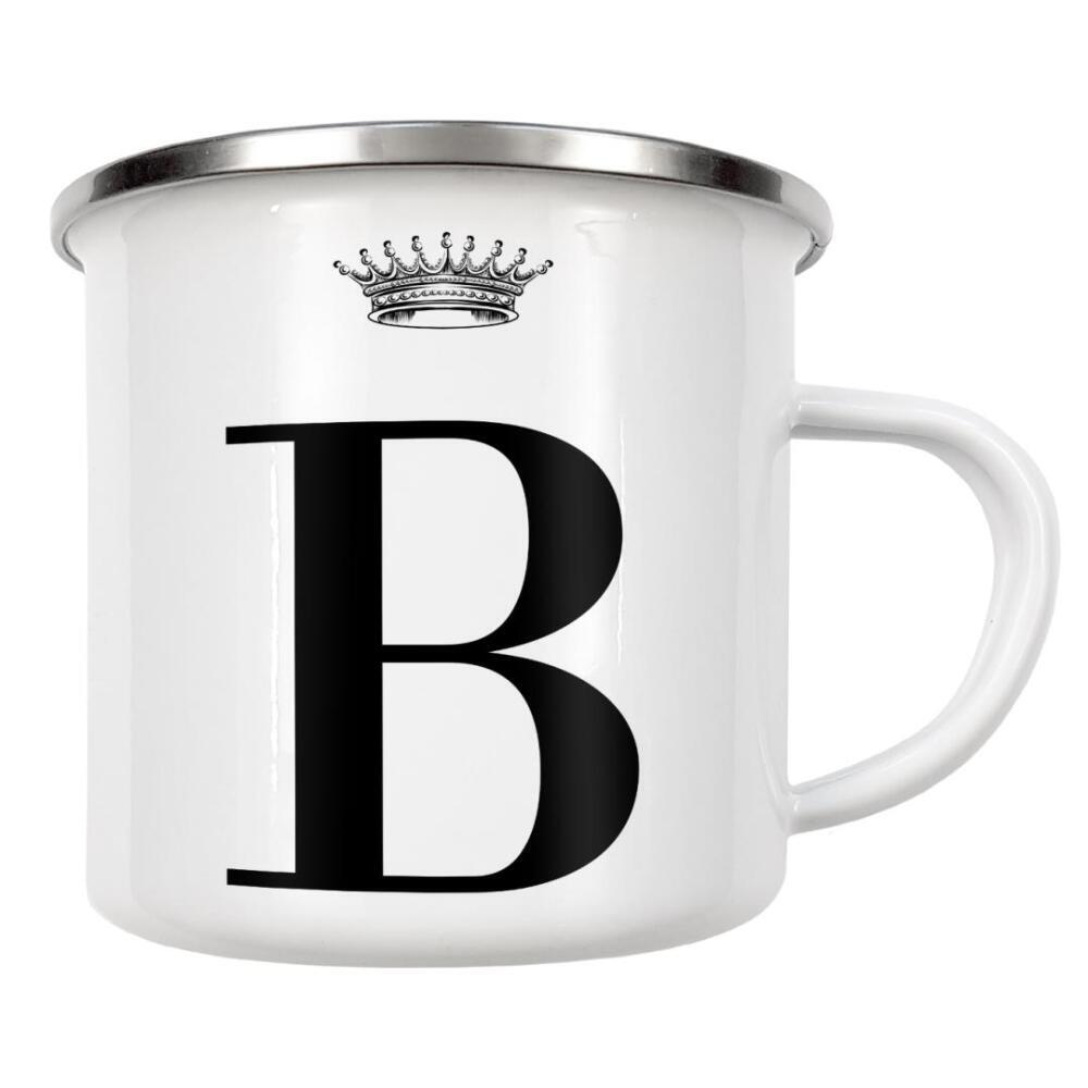 Emaille Tasse "B Queen" artboxONE - Schwarzweiß,Buchstaben,Buchstaben / B