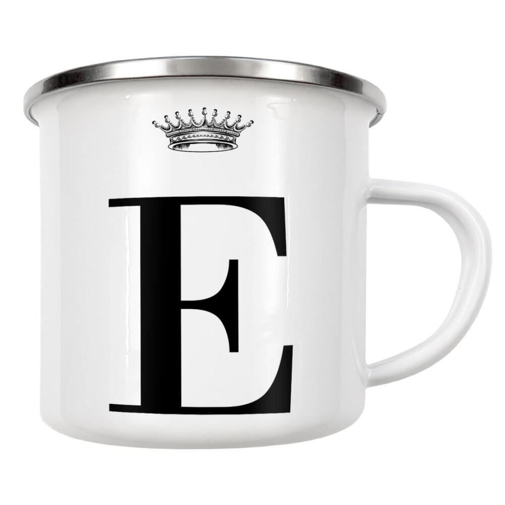 Emaille Tasse "E Queen" artboxONE - Schwarzweiß,Buchstaben,Buchstaben / E