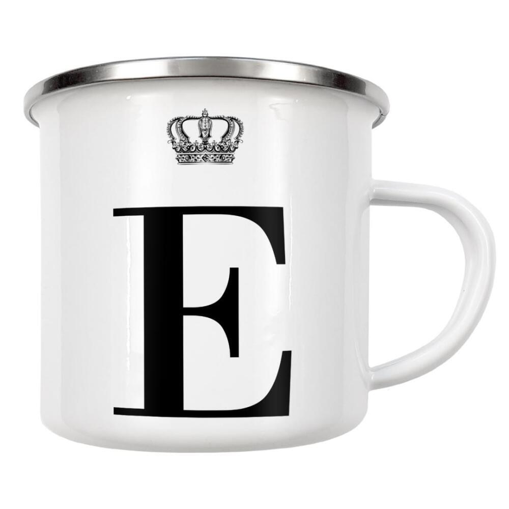 Emaille Tasse "E King" artboxONE - Schwarzweiß,Buchstaben,Buchstaben / E