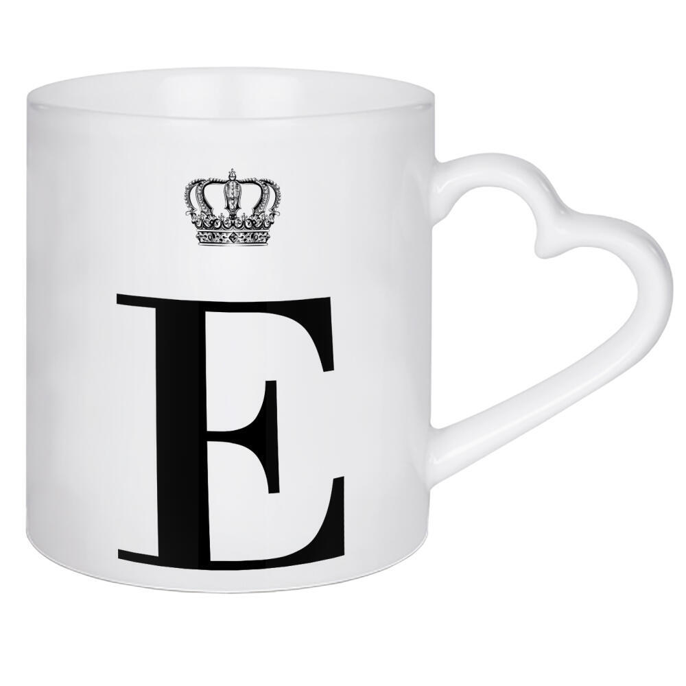 Herztasse "E King" artboxONE - Schwarzweiß,Buchstaben,Buchstaben / E