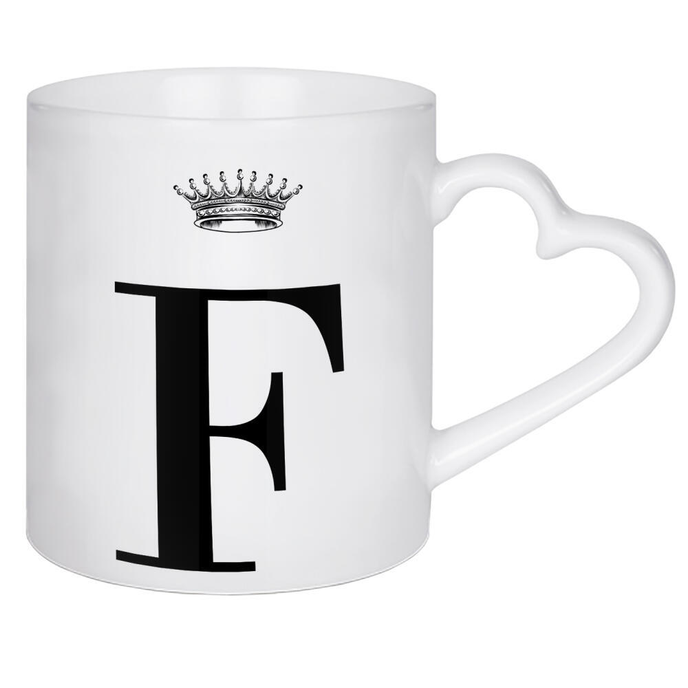 Herztasse "F Queen" artboxONE - Schwarzweiß,Buchstaben,Buchstaben / F