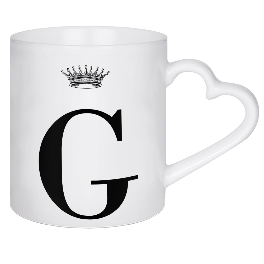 Herztasse "G Queen" artboxONE - Schwarzweiß,Buchstaben,Buchstaben / G