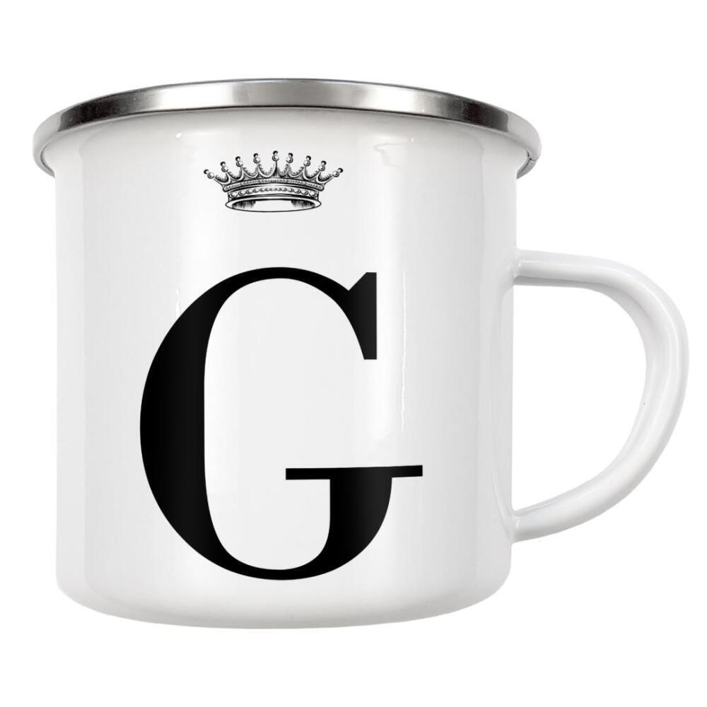 Emaille Tasse "G Queen" artboxONE - Schwarzweiß,Buchstaben,Buchstaben / G