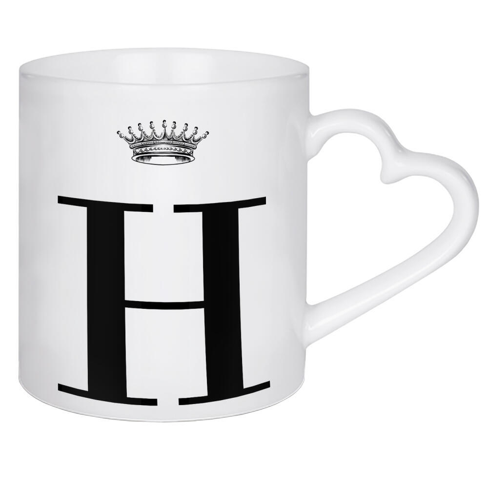 Herztasse "H Queen" artboxONE - Schwarzweiß,Buchstaben,Buchstaben / H