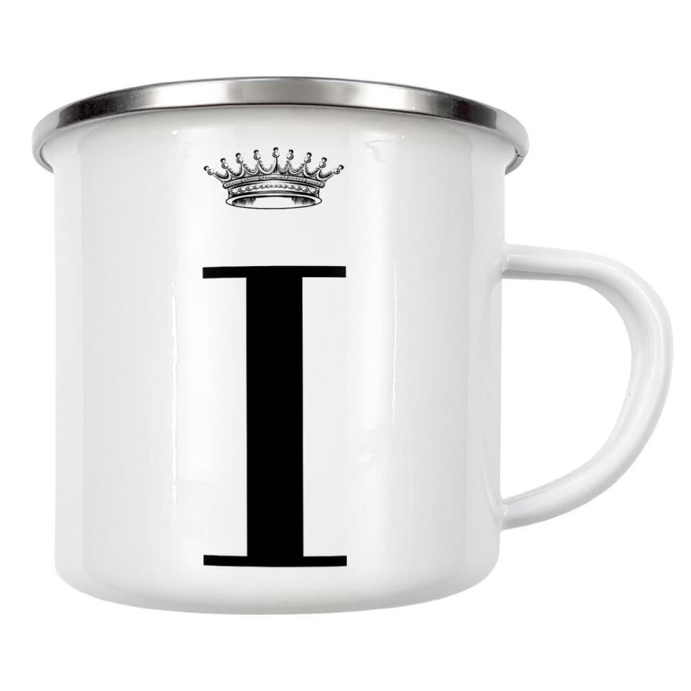 Emaille Tasse "I Queen" artboxONE - Schwarzweiß,Buchstaben,Buchstaben / I