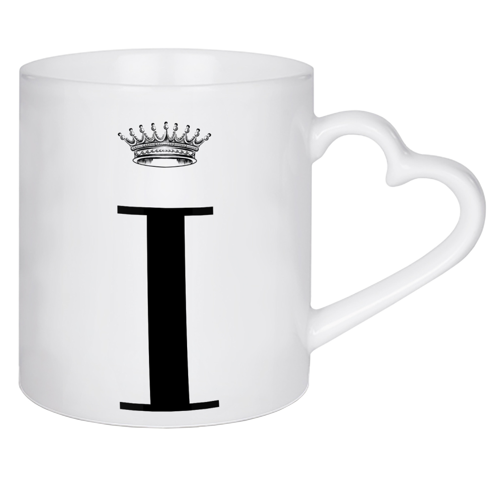 Herztasse "I Queen" artboxONE - Schwarzweiß,Buchstaben,Buchstaben / I