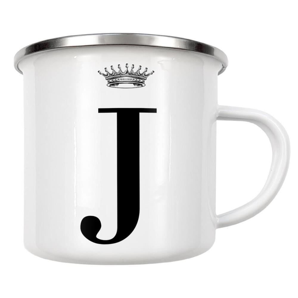 Emaille Tasse "J Queen" artboxONE - Schwarzweiß,Buchstaben,Buchstaben / J