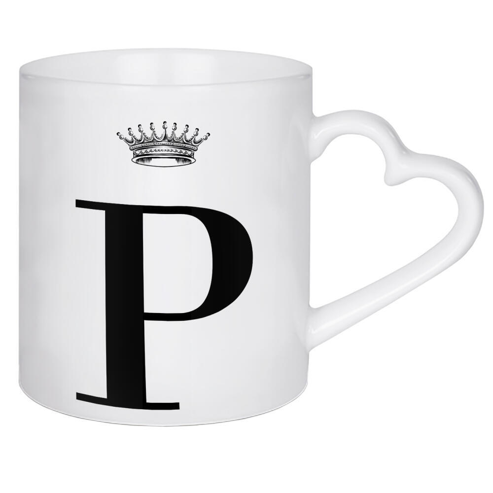 Herztasse "P Queen" artboxONE - Schwarzweiß,Buchstaben,Buchstaben / P