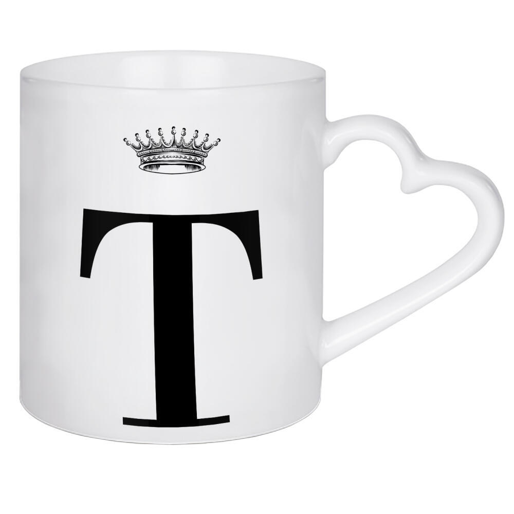 Herztasse "T Queen" artboxONE - Schwarzweiß,Buchstaben,Buchstaben / T