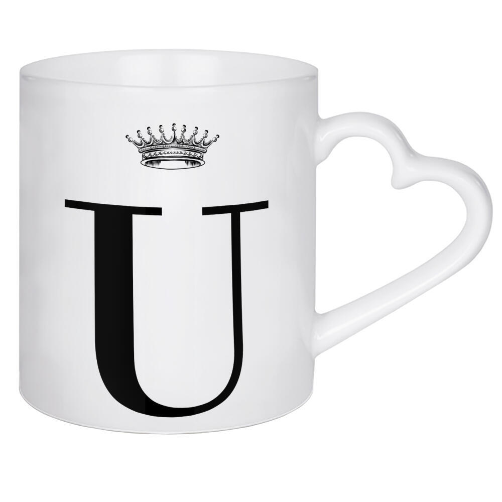 Herztasse "U Queen" artboxONE - Schwarzweiß,Buchstaben,Buchstaben / U