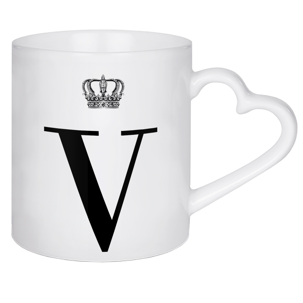 Herztasse "V King" artboxONE - Schwarzweiß,Buchstaben,Buchstaben / V