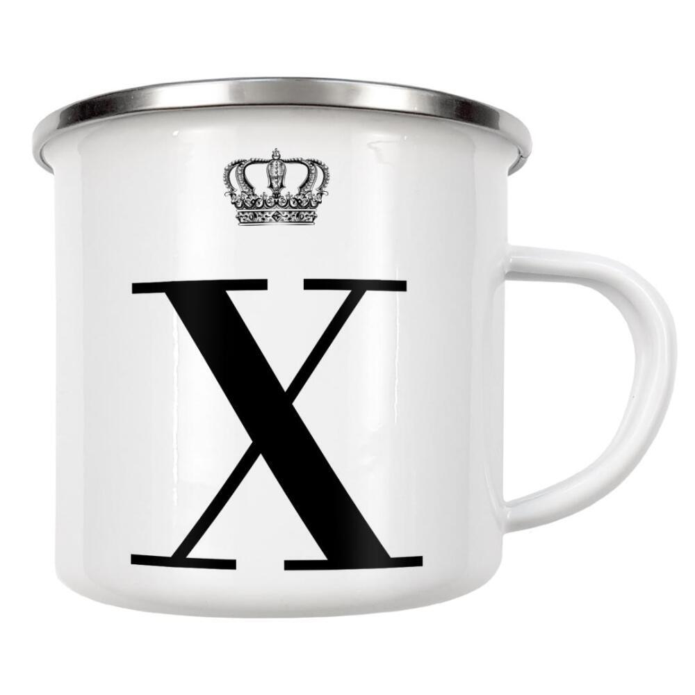 Emaille Tasse "X King" artboxONE - Schwarzweiß,Buchstaben,Buchstaben / X