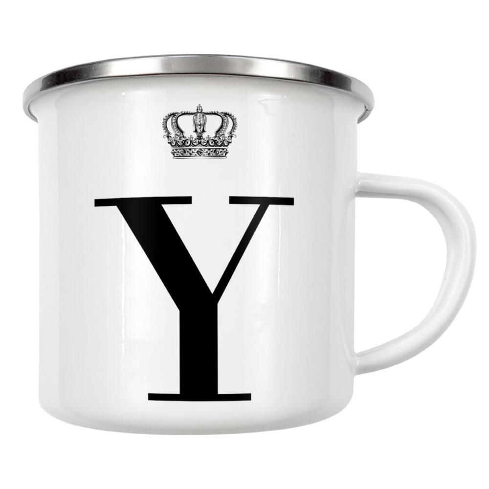 Emaille Tasse "Y King" artboxONE - Schwarzweiß,Buchstaben,Buchstaben / Y