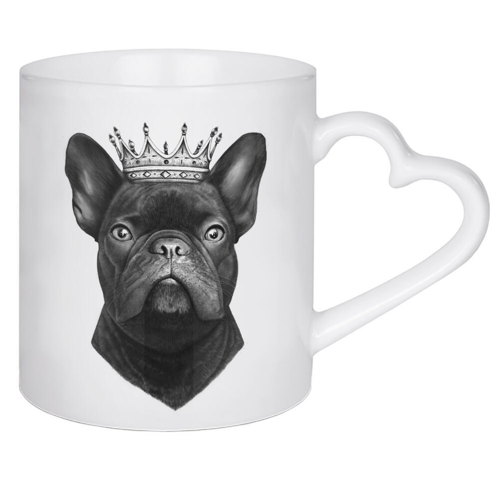 Herztasse "King french bulldog" artboxONE - Natur,Tiere,Schwarzweiß