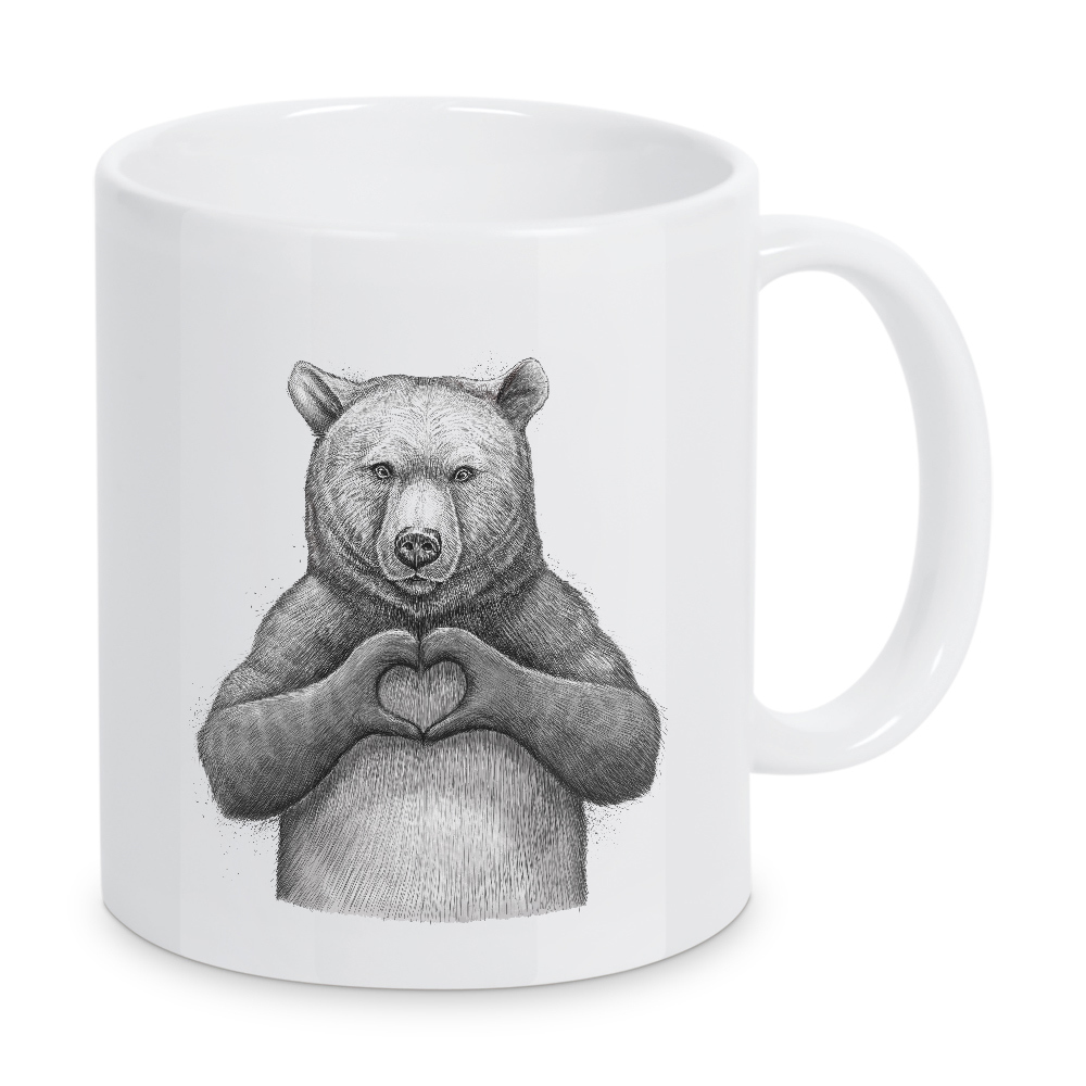 Tasse "Bear with heart from paws" artboxONE - Natur,Tiere,Schwarzweiß,Liebe