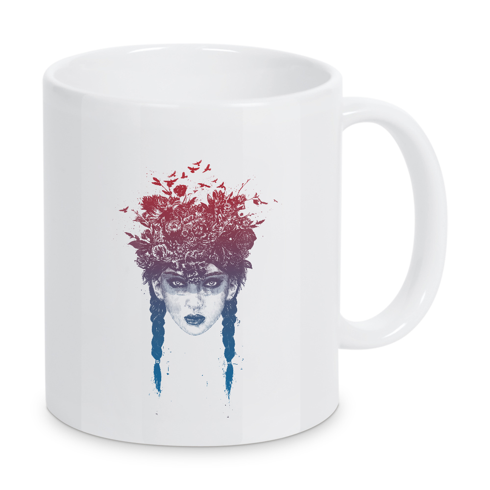 Tasse "Summer Queen floral" artboxONE - Menschen - Girl,Drawing,Portrait,Floral,Flowers,Nature,Summer,Spring,Surreal,Blumen,Frühling