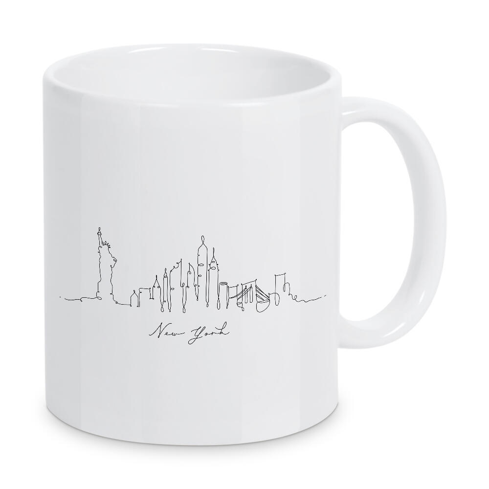 Tasse "Pen line silhouette New York" artboxONE - Städte / New York,Schwarzweiß