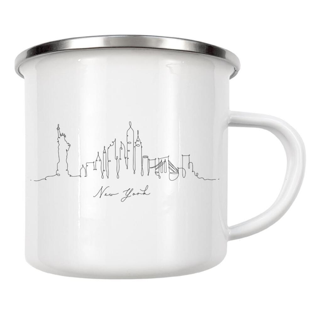 Emaille Tasse "Pen line silhouette New York" artboxONE - Städte / New York,Schwarzweiß