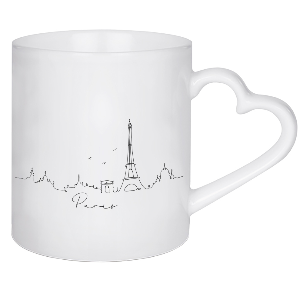 Herztasse "Pen line silhouette Paris" artboxONE - Schwarzweiß,Städte / Paris