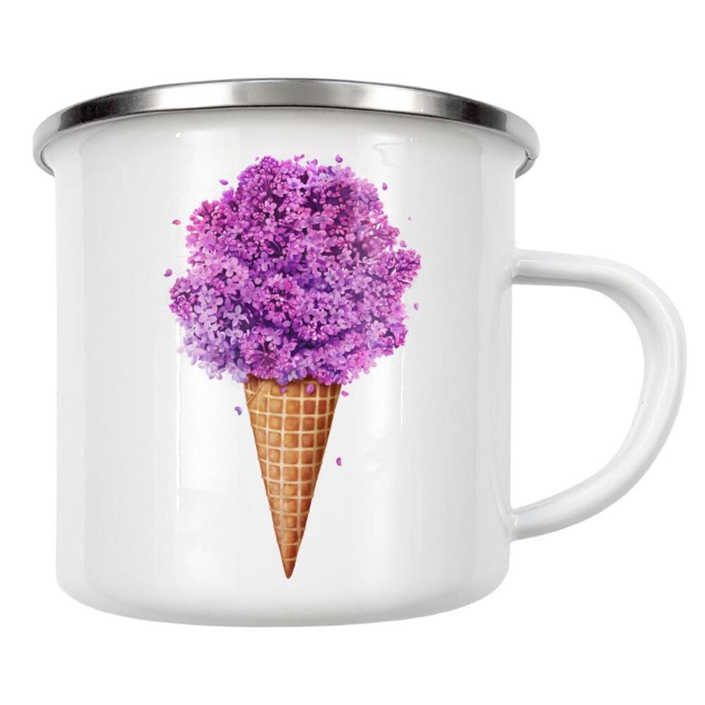 Emaille Tasse "Ice cream with lilac" artboxONE - Floral,Essen & Trinken,Ultraviolet
