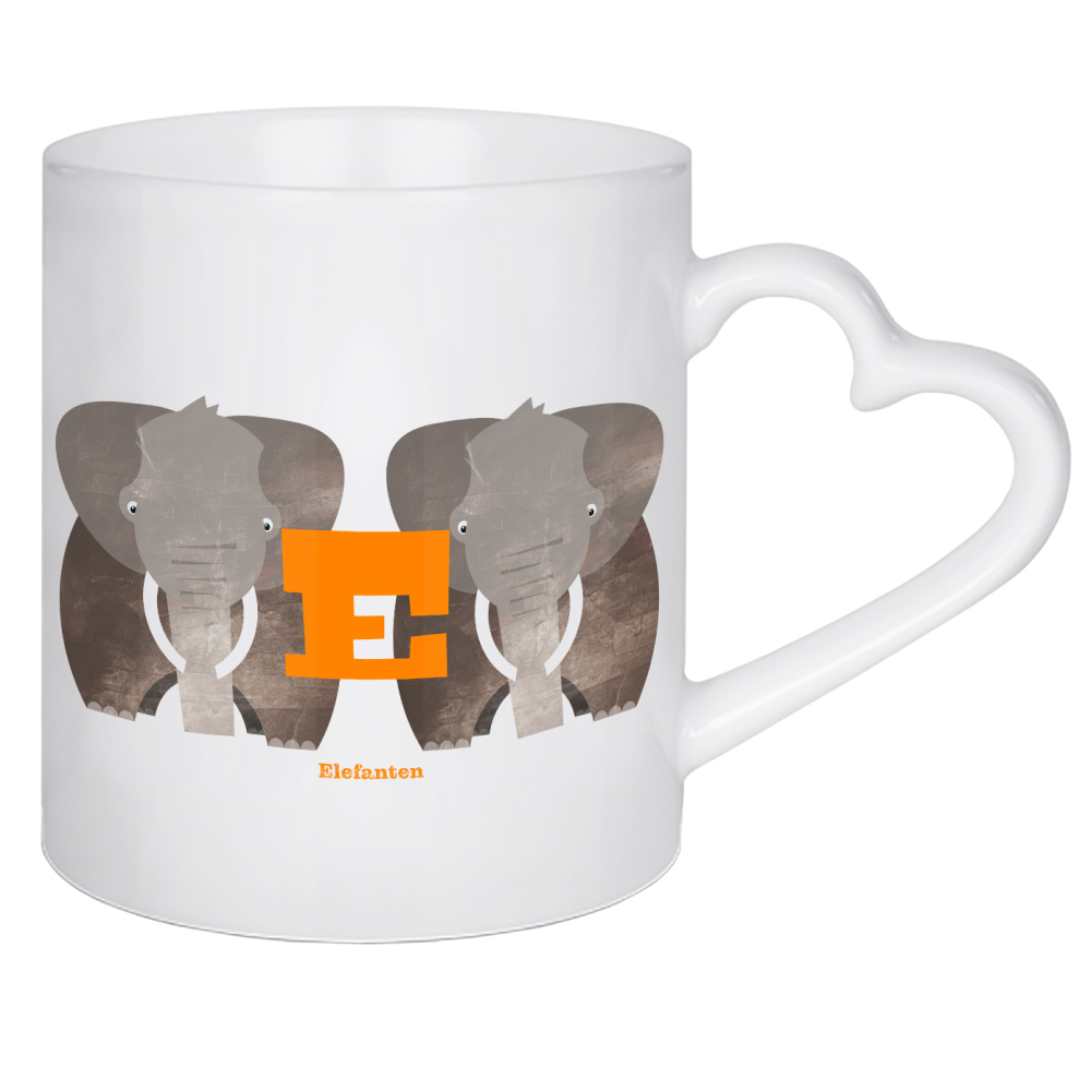 Herztasse "E wie Elefanten" artboxONE - Für Kinder,Buchstaben,Buchstaben / E