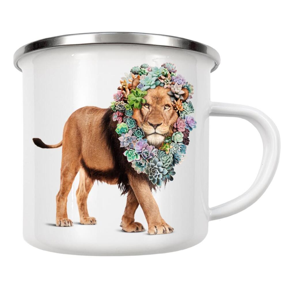 Emaille Tasse "SUCCULENT LION" artboxONE - Floral,Tiere,Fiktion,Lustig