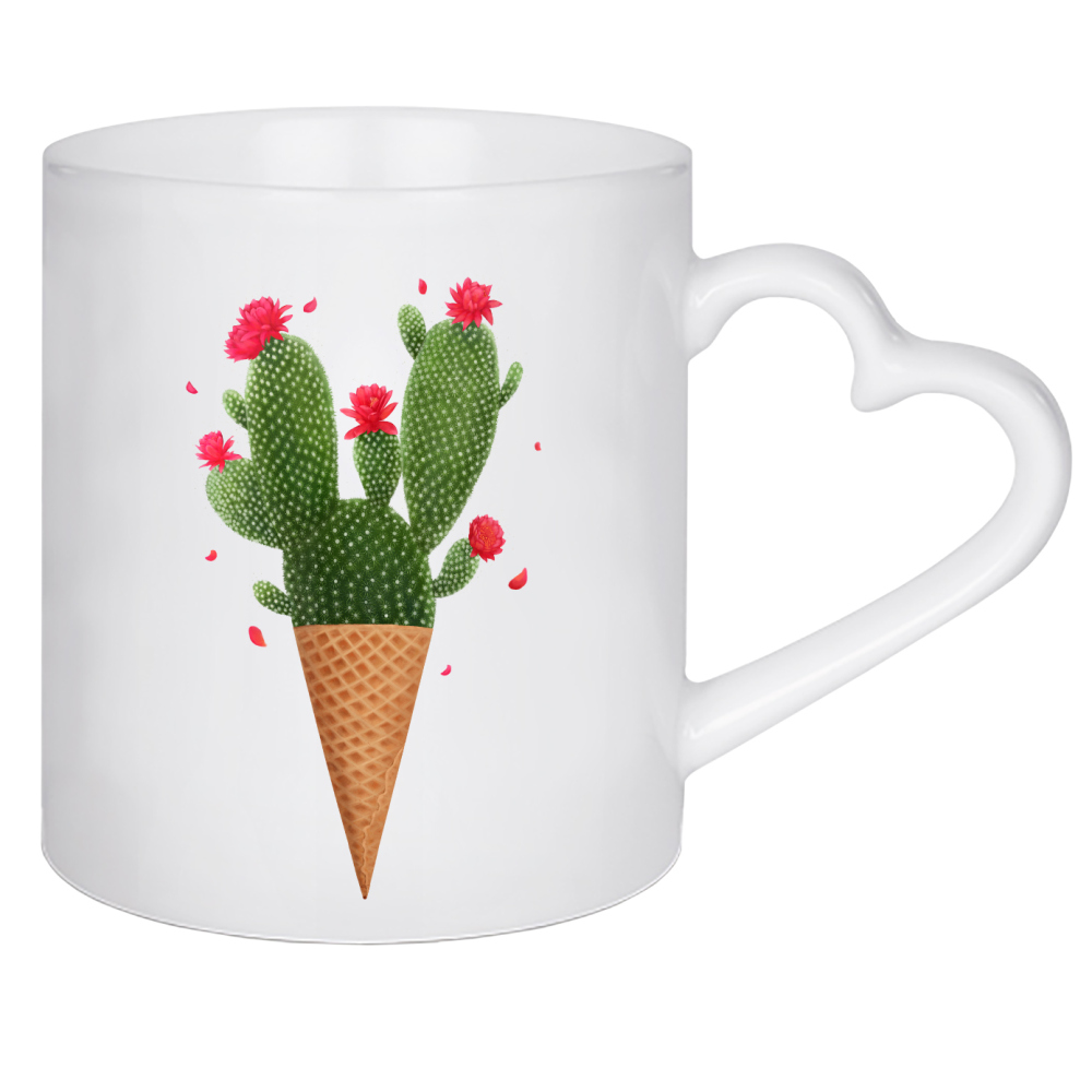 Herztasse "Ice cream with cactus" artboxONE - Floral,Essen & Trinken