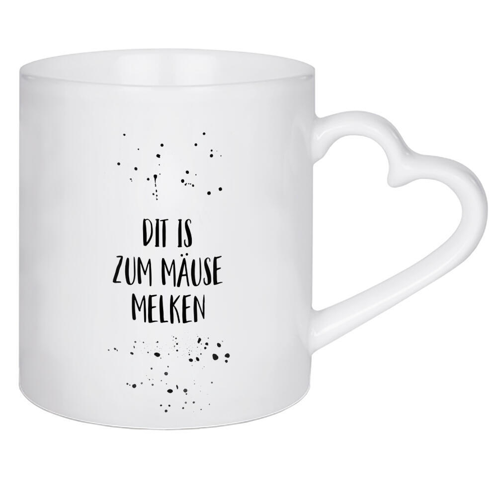 Herztasse "DIT IS ZUM MÄUSE MELKEN" artboxONE - Typografie,Schwarzweiß,Lustig - Dialekt,Berlin