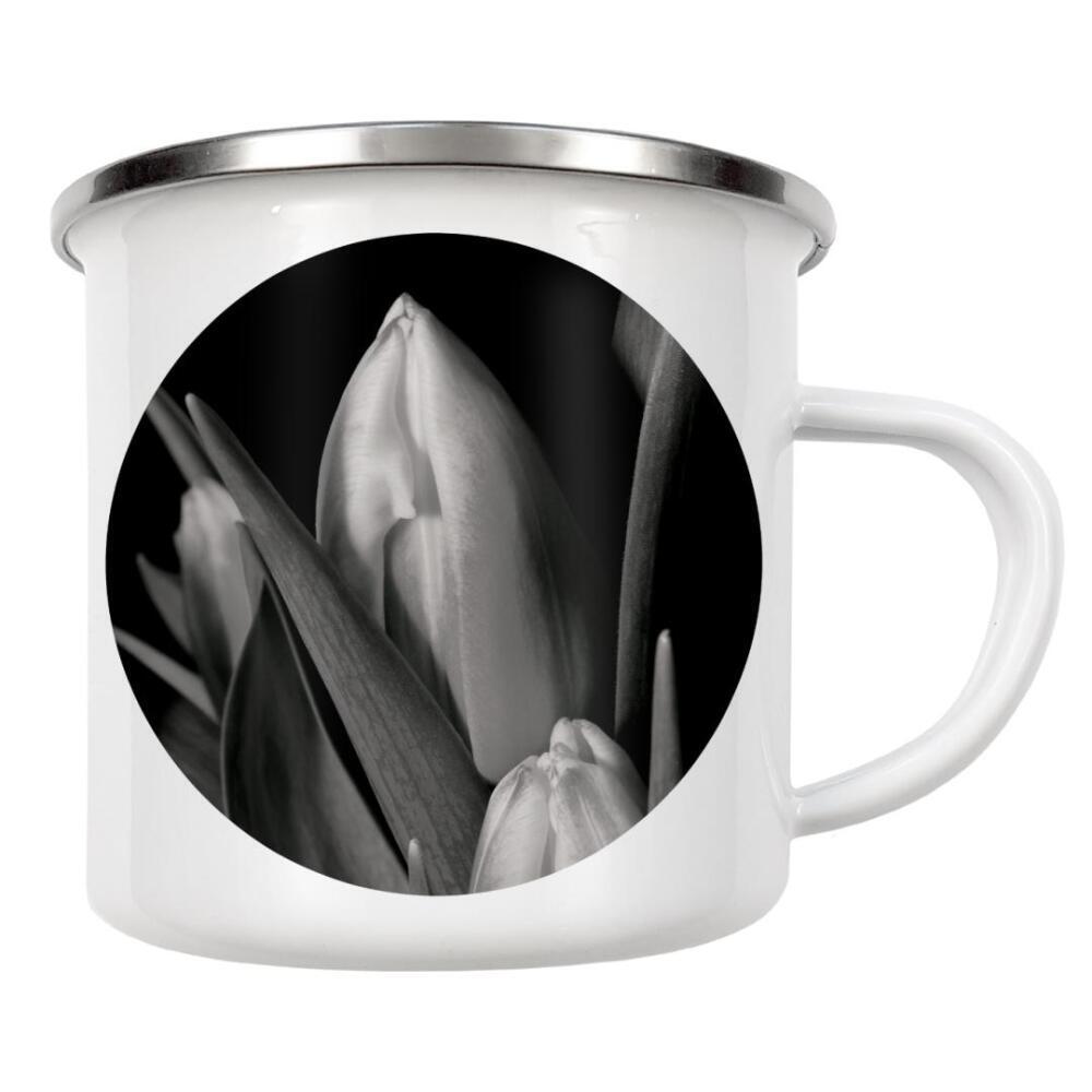 Emaille Tasse "Black and White Lotus" artboxONE - Floral,Schwarzweiß - Lotus