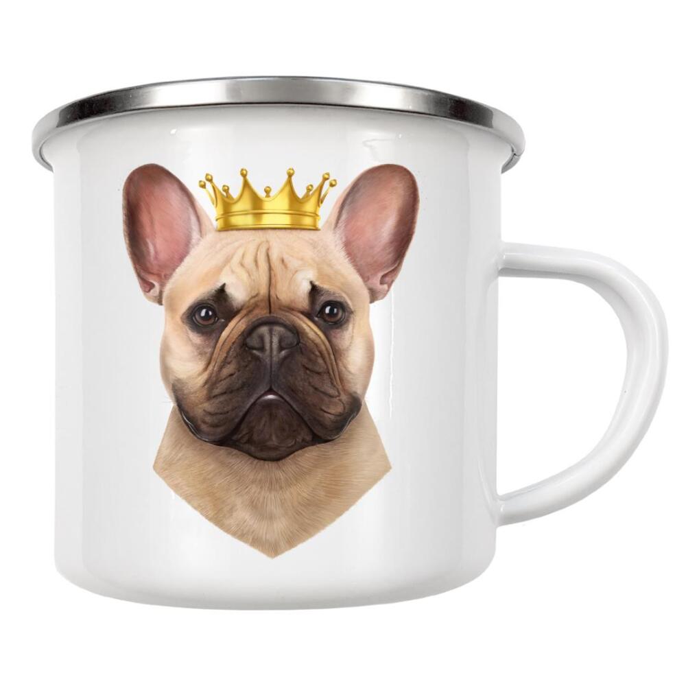 Emaille Tasse "French bulldog with crown" artboxONE - Natur,Tiere,Lustig - Dog,Bulldog,Hund,Bulldogge