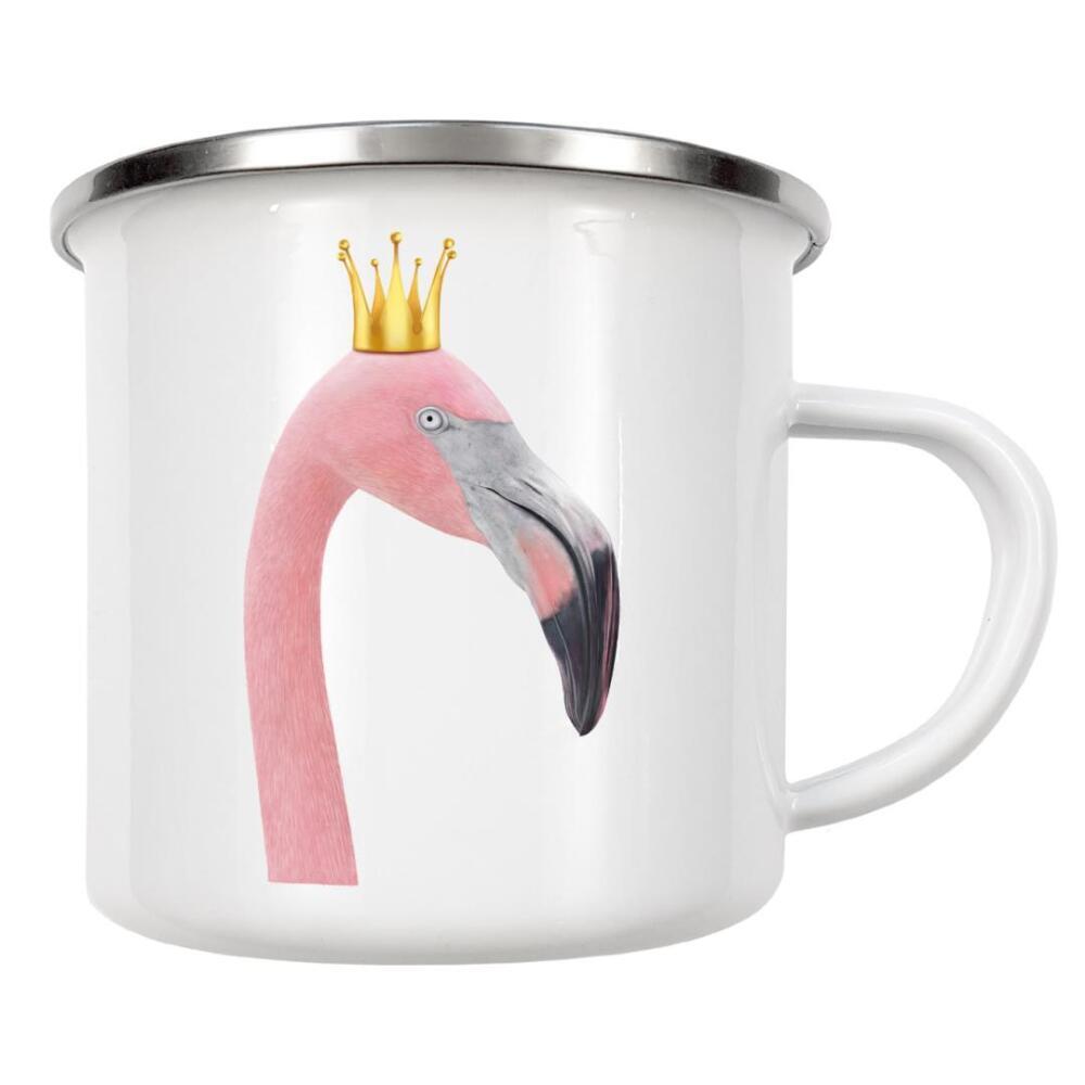 Emaille Tasse "Queen flamingo" artboxONE - Tiere - Flamingo,Royal,Queen,Pink flamingo,Crown