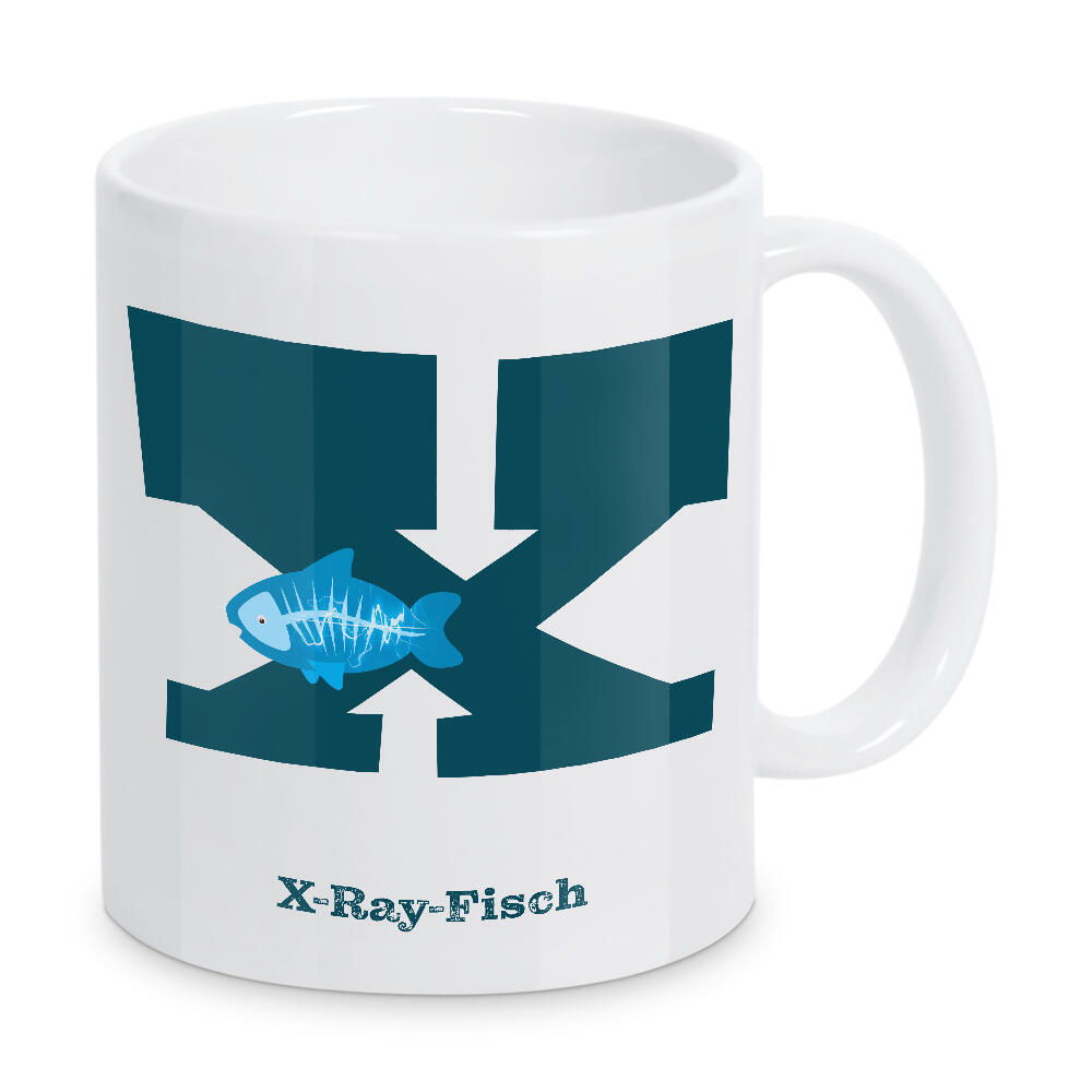 Tasse "X wie X-Ray-Fisch" artboxONE - Für Kinder,Buchstaben,Buchstaben / X - X,Buchstabe,Alphabet,Fisch,Buchstabenset-kids8,Buchstabe-x