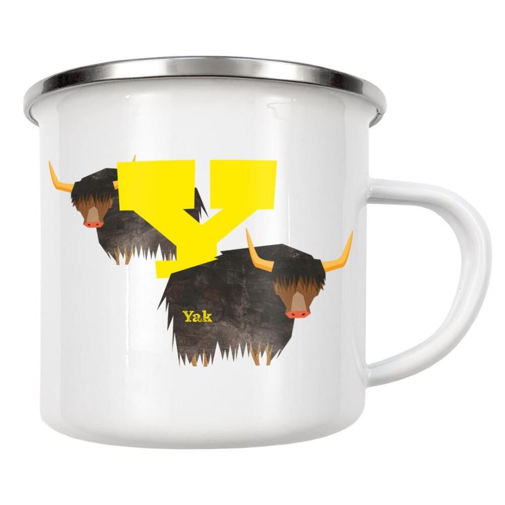 Emaille Tasse "Y wie Yak" artboxONE - Für Kinder,Buchstaben,Buchstaben / Y
