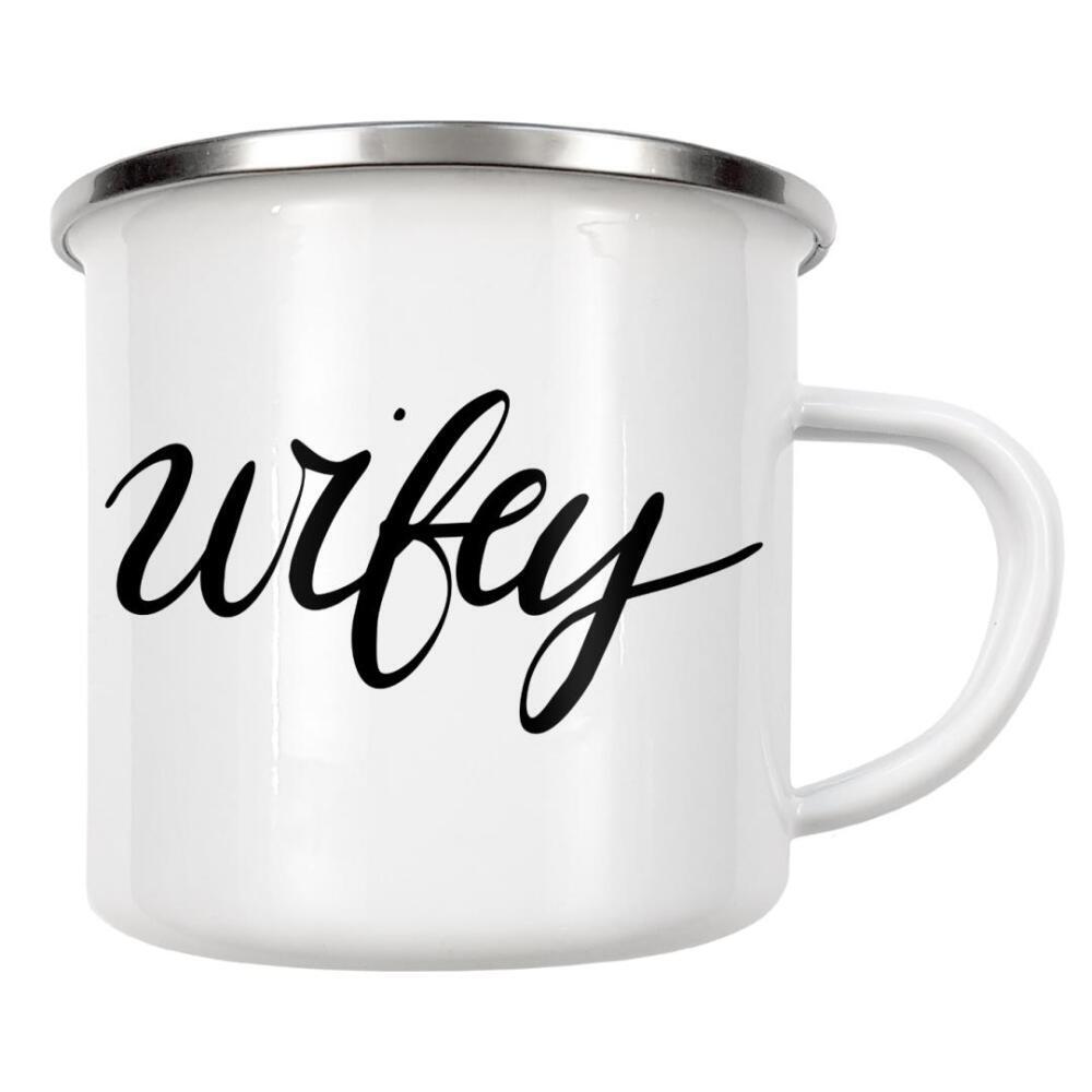 Emaille Tasse "Wifey Art" artboxONE - Schwarzweiß,Liebe - Wifey,Wife,Wedding,Couple