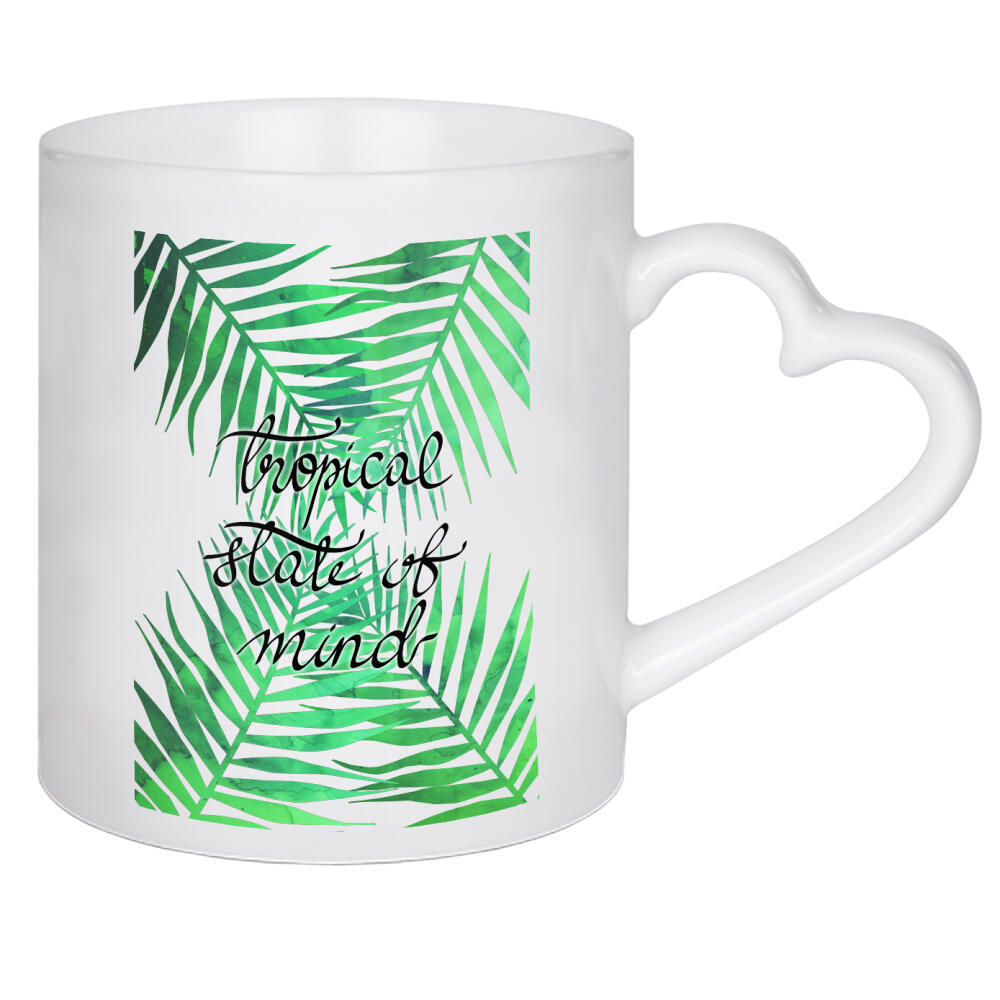 Herztasse "Tropical state of mind" artboxONE - Typografie,Natur,Floral,Lustig