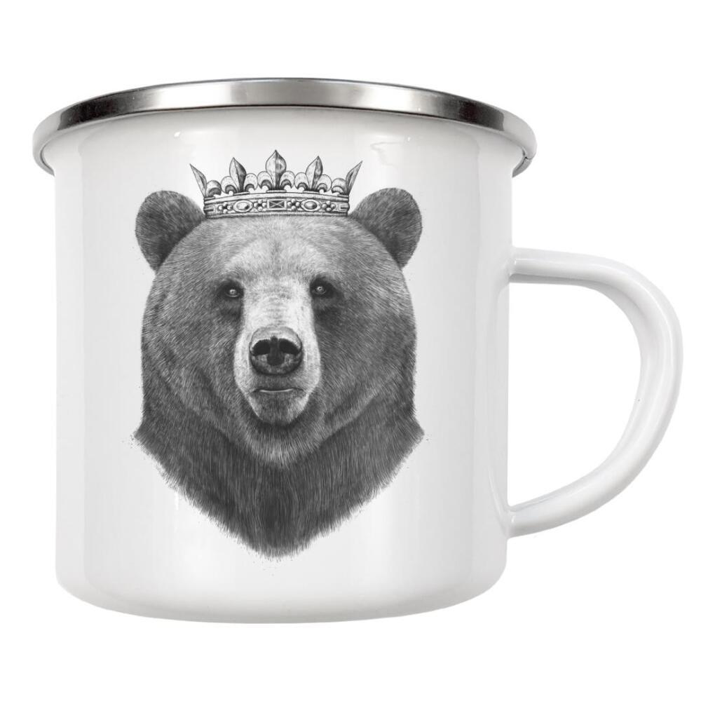 Emaille Tasse "King bear" artboxONE - Tiere,Schwarzweiß - Bear,Bär,Krone,King