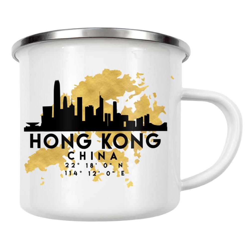 Emaille Tasse "HONG KONG CHINA SKYLINE MAP ART" artboxONE - Städte - Hong kong,China,Skyline