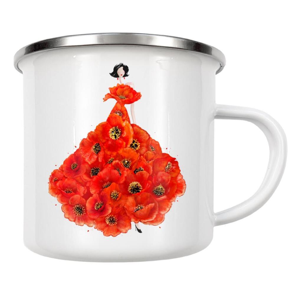 Emaille Tasse "Fashion poppies" artboxONE - Floral,Fashion - Dress,Flower,Blume,Girl,Woman