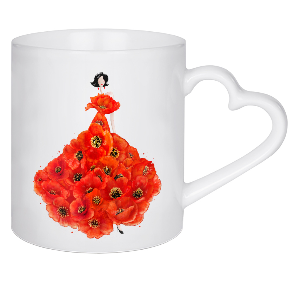 Herztasse "Fashion poppies" artboxONE - Floral,Fashion - Dress,Flower,Blume,Girl,Woman