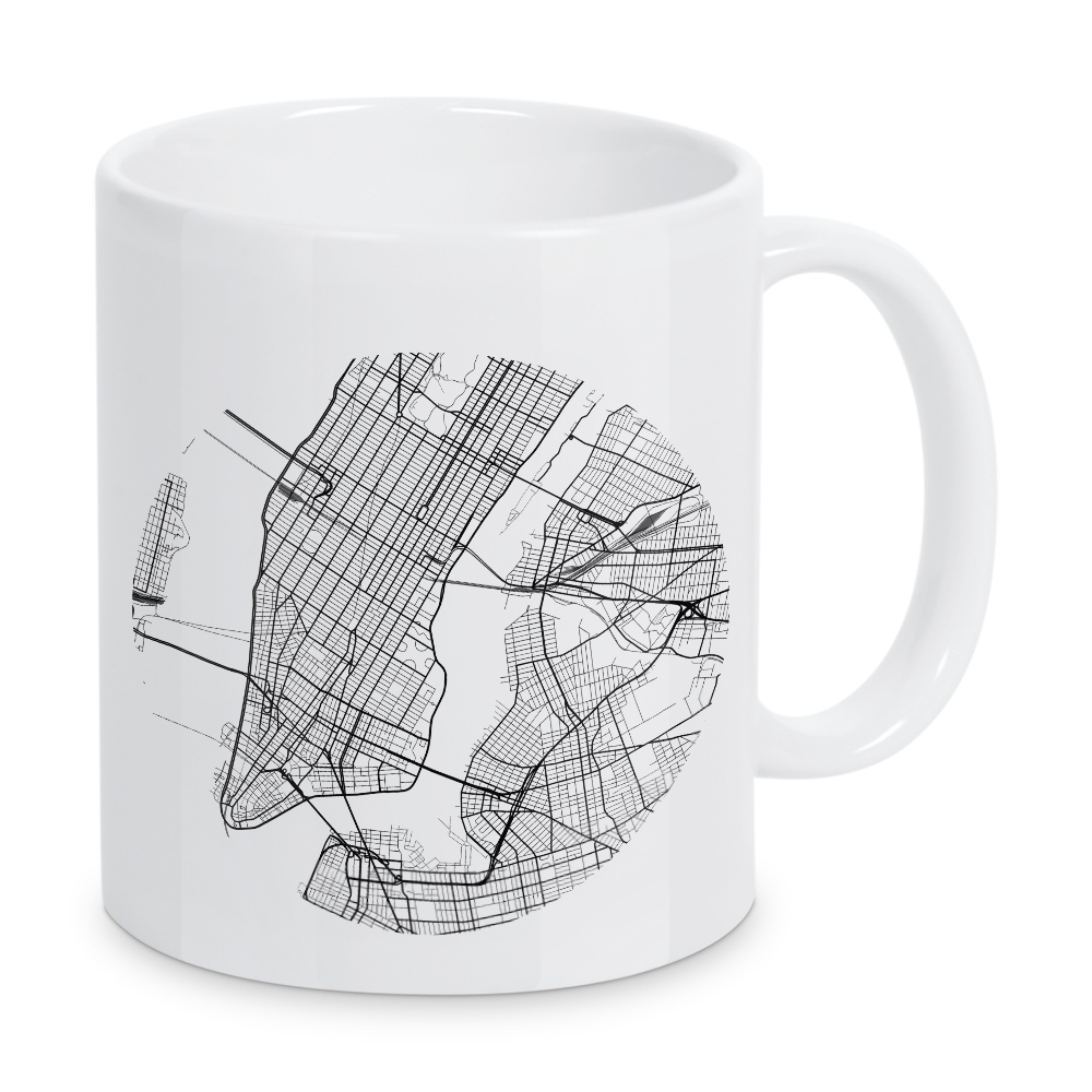 Tasse "New York City Map" artboxONE - Städte / New York,Schwarzweiß - Manhattan,New york city map
