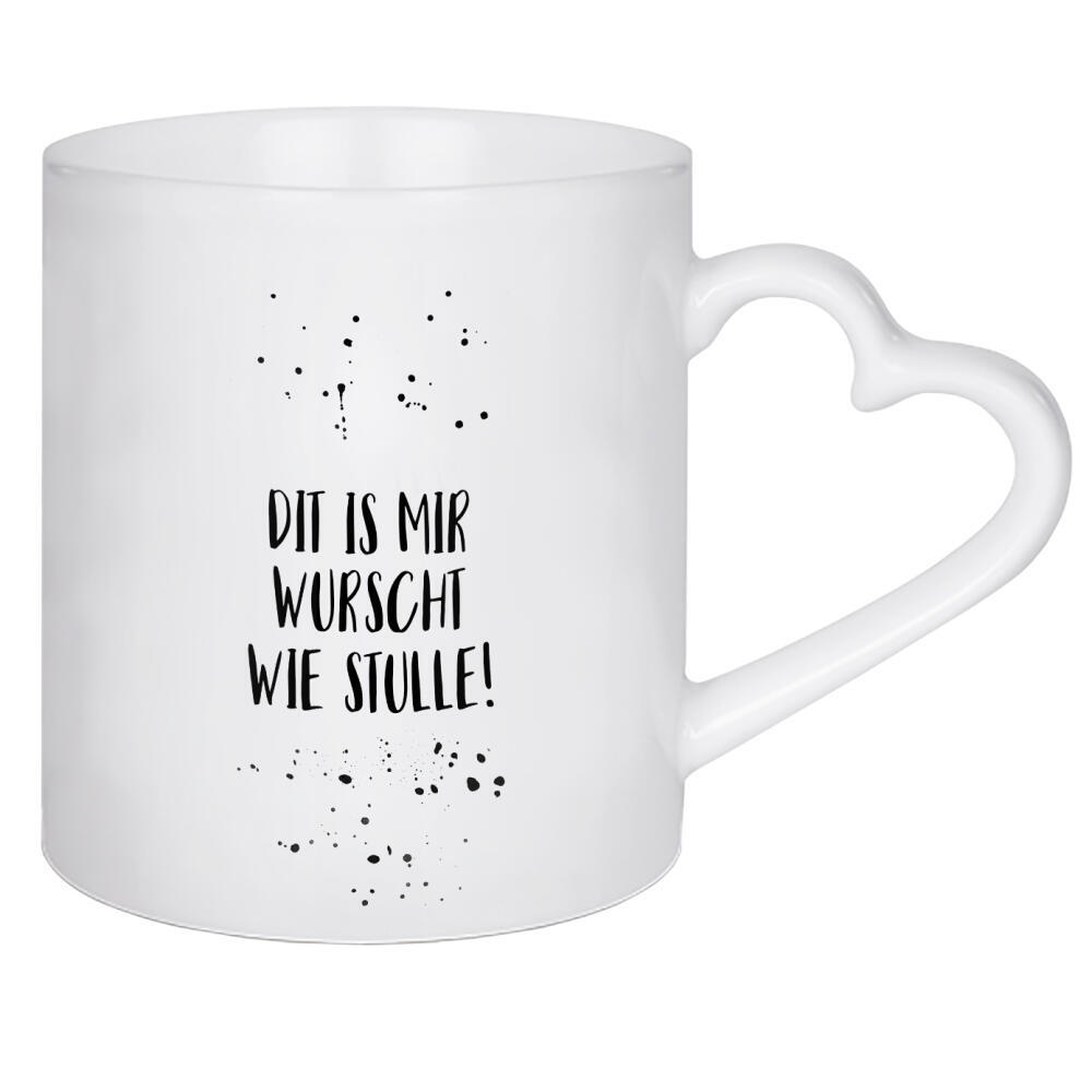 Herztasse "DIT IS MIR WURSCHT" artboxONE - Typografie,Schwarzweiß,Lustig